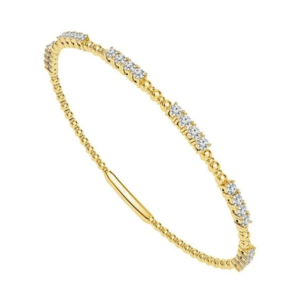 14K Yellow White Titanium Diamond Bangle Bracelet Tom Cook Jeweler, Inc. Daytona Beach, FL