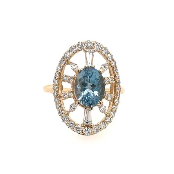 14K Yellow Gold Santa Maria Aquamarine Diamond Ring Tom Cook Jeweler, Inc. Daytona Beach, FL