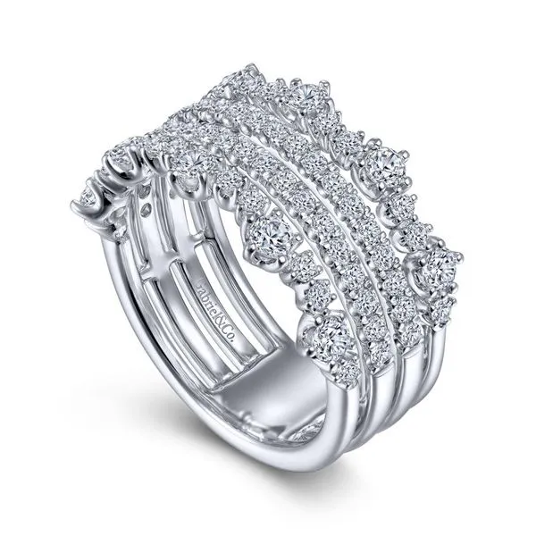 Gabriel & Co 14K White Gold Wide Four Row Diamond Ring Image 3 Toner Jewelers Overland Park, KS