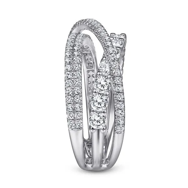Gabriel & Co. 14K White Gold Diamond Layered Criss Cross Ring Image 4 Toner Jewelers Overland Park, KS