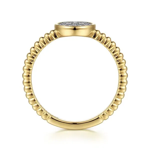 Gabriel & Co. 14K Yellow Gold Diamond Pave Oval Ring Image 2 Toner Jewelers Overland Park, KS