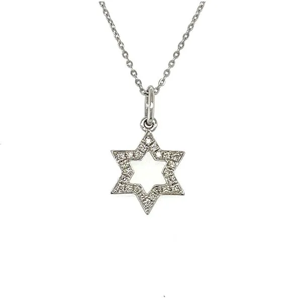 14 Karat White Gold Diamond Star of David Necklace Toner Jewelers Overland Park, KS