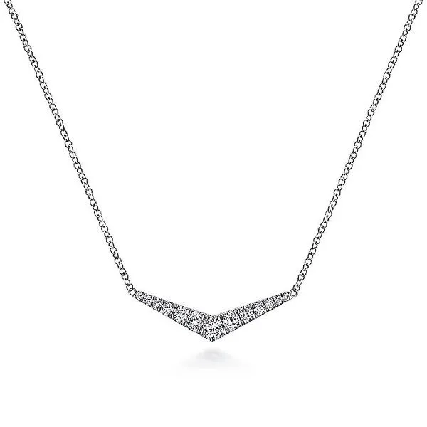 Gabriel & Co. 14K White Gold Diamond Chevron Bar Necklace Toner Jewelers Overland Park, KS