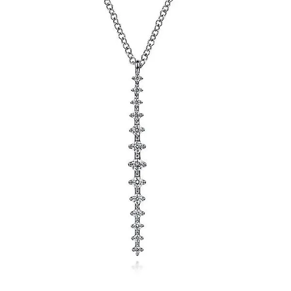 Gabriel & Co. 14K White Gold Long Diamond Drop Necklace Toner Jewelers Overland Park, KS
