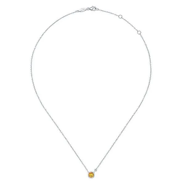 Gabriel & Co Sterling Silver Citrine and Diamond Pendant Necklace Image 2 Toner Jewelers Overland Park, KS