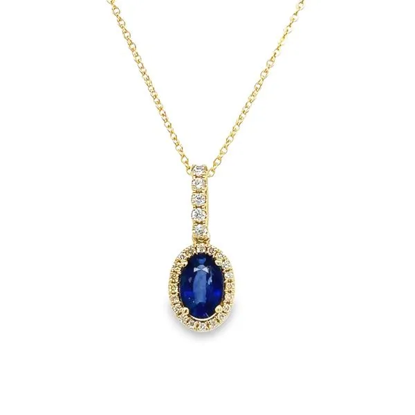 14 Karat Yellow Gold Sapphire and Diamond Necklace Toner Jewelers Overland Park, KS