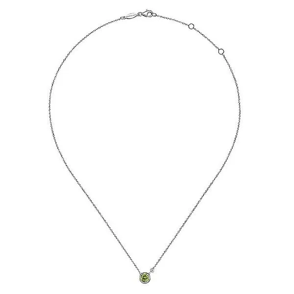 Gabriel & Co. Silver Peridot and Diamond Necklace Image 2 Toner Jewelers Overland Park, KS