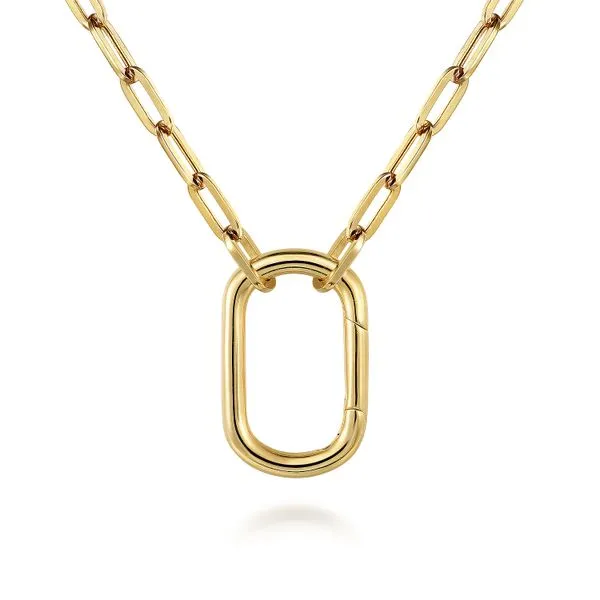 Gabriel & Co. 14k Yellow Gold Chain Necklace with Rectangular Drop Image 2 Toner Jewelers Overland Park, KS