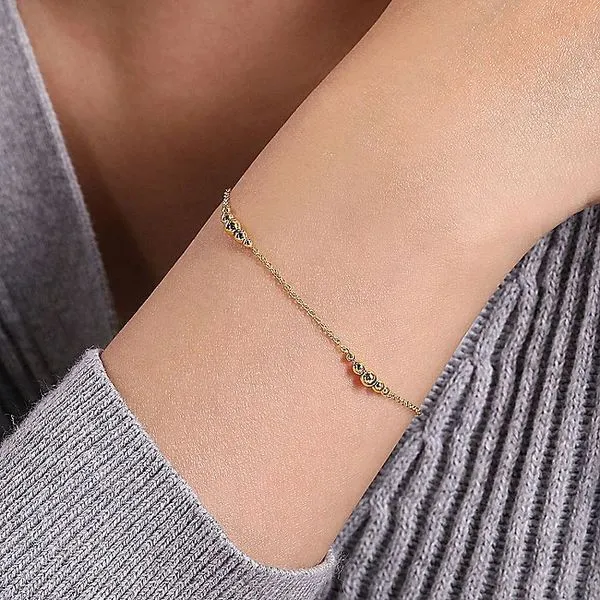 Gabriel & Co. 14K Yellow Gold Graduating Bead Stations Bracelet Image 3 Toner Jewelers Overland Park, KS