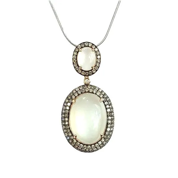 Estate 14 Karat Rose Gold Moonstone and Diamond Dangle Pendant Toner Jewelers Overland Park, KS