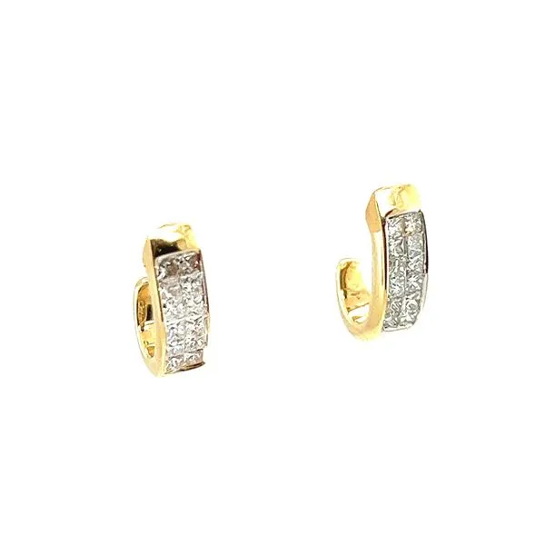 Estate 14 Karat Yellow Gold Diamond J Hoop Earrings Toner Jewelers Overland Park, KS