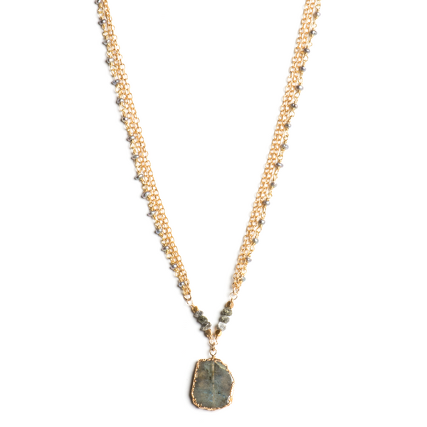 Labradorite, Pear, and Raw Diamond Necklace Towne Square Jewelers Charleston, IL