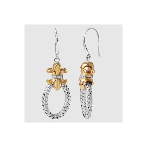 STERLING SILVER/GOLD COMBO SAPPHIRE EARRINGS Valentine's Fine Jewelry Dallas, PA