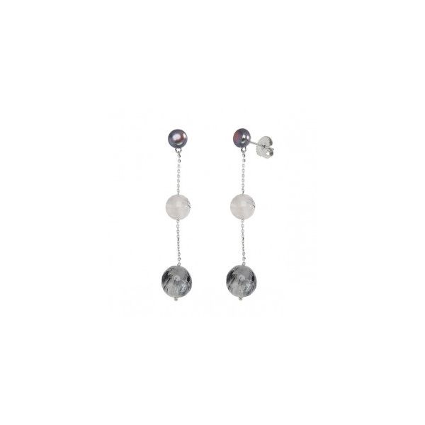 STERLING SILVER/GOLD COMBO GEMSTONE EARRINGS Valentine's Fine Jewelry Dallas, PA