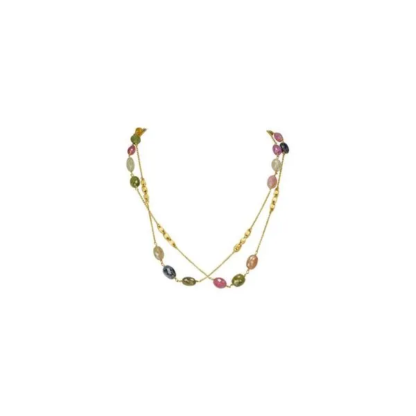 YVEL - 18KT YELLOW GOLD MULTICOLORED SAPPHIRE NECKLACE Valentine's Fine Jewelry Dallas, PA