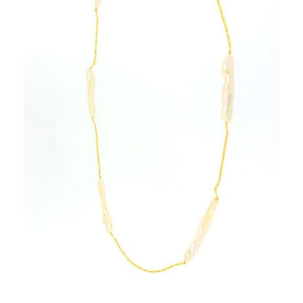YVEL - 18KT YELLOW GOLD  STICK FRESHWATER PEARL 'TINCUP' NECKLACE Valentine's Fine Jewelry Dallas, PA