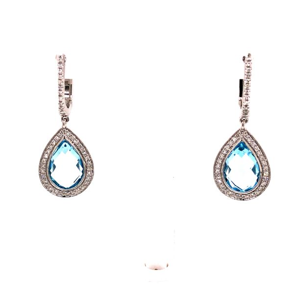 14K White Gold Blue Topaz and Diamond Earrings Van Adams Jewelers Snellville, GA