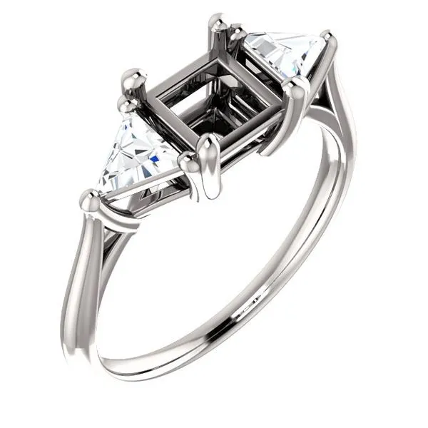 14k WG 0.50CT 3-Stone with 2 Triangle Accents Engagement Ring Mounting (Center Sold Separately) Image 2 Vaughan's Jewelry Edenton, NC