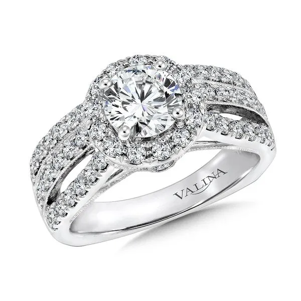 14k WG 0.83CT Vintage Inspired Halo Engagement Ring Mounting (Center Sold Separately) Vaughan's Jewelry Edenton, NC