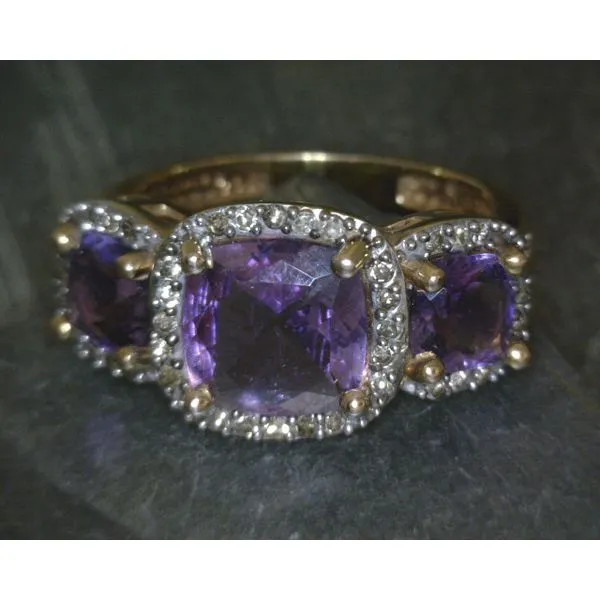 14KRG Princess Ct Amethyst W 1/4TCW Diamond Halo Vulcan's Forge LLC KANSAS CITY, MO