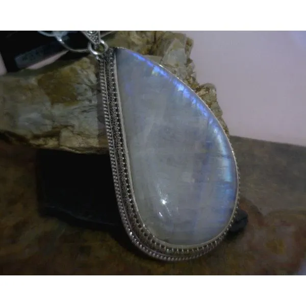 SS Teardrop Rainbow Moonstone Pendant Vulcan's Forge LLC KANSAS CITY, MO
