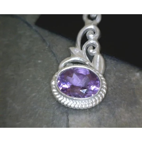 Oval Amethyst Leaf Pendant Vulcan's Forge LLC KANSAS CITY, MO
