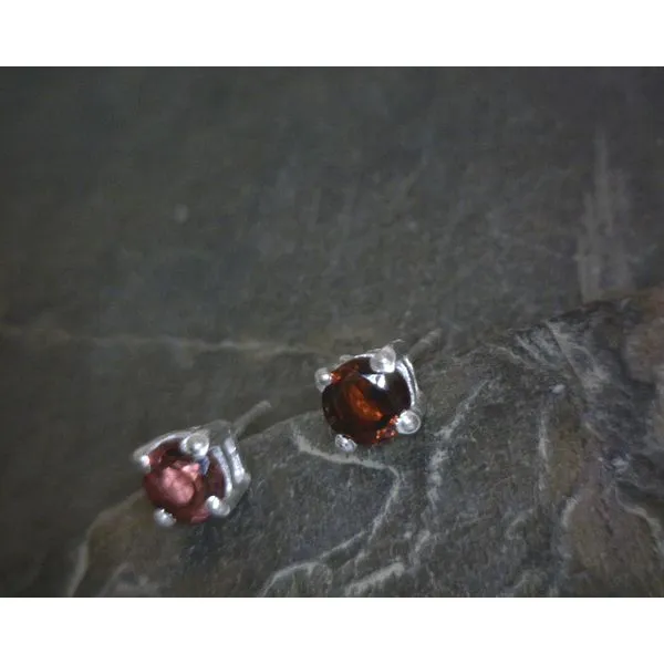 SS Prong Set Round Garnet Stud Earrings Vulcan's Forge LLC KANSAS CITY, MO