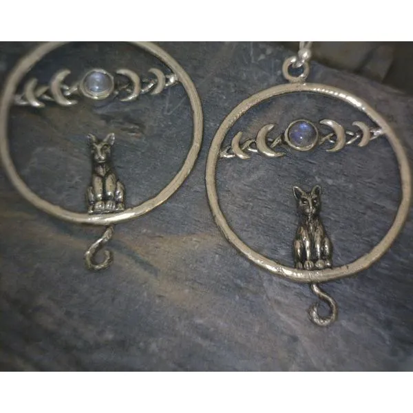 SS Cat Moon Phase With Moonstone Vulcan's Forge LLC KANSAS CITY, MO