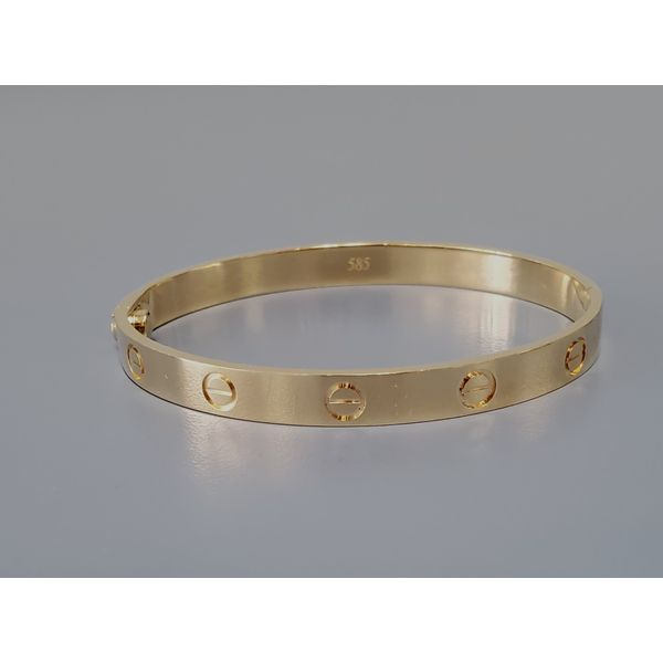14k Yellow Gold Bangle Bracelet w/Screw Lock Wallach Jewelry Designs Larchmont, NY