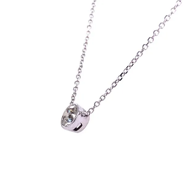 14 Karat White Gold Diamond Bezel Solitaire Necklace Image 3 Your Jewelry Box Altoona, PA