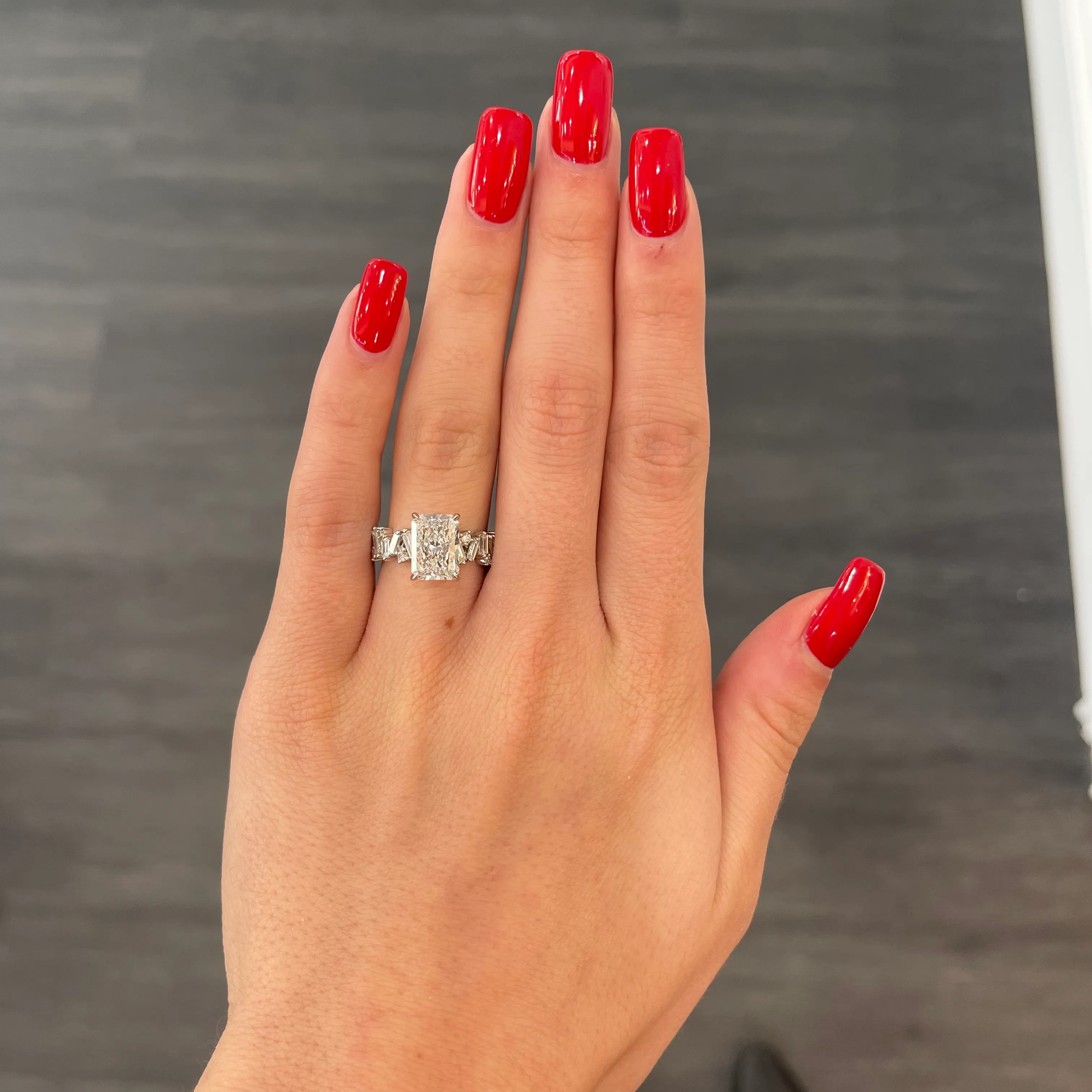 3.06ct E VS1 Radiant "Heather" Engagement Ring Image 2 Forever Diamonds New York, NY