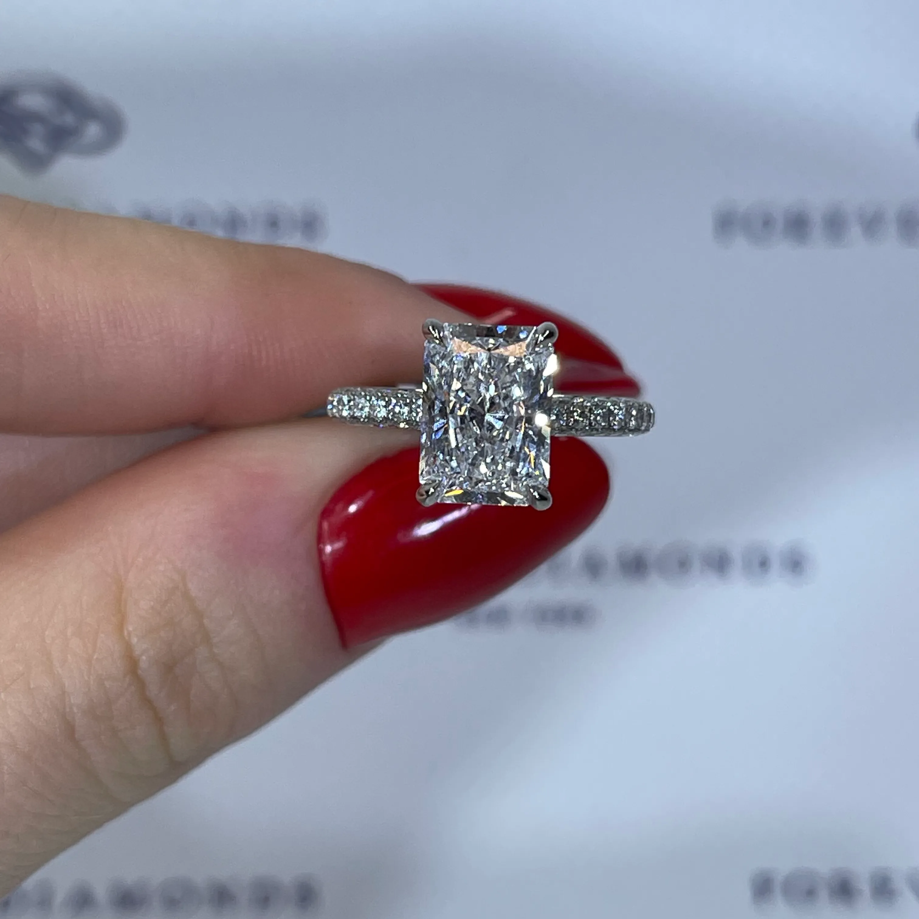 GIA 3.00ct G VS2 Radiant "Catherine" Engagement Ring Forever Diamonds New York, NY