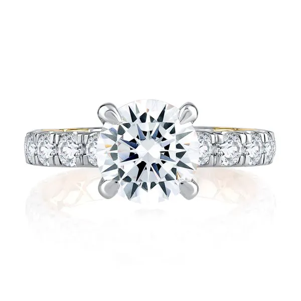Elegant Two Tone Round Cut Diamond Engagement Ring with Hidden Halo Image 2 Baxter's Fine Jewelry Warwick, RI