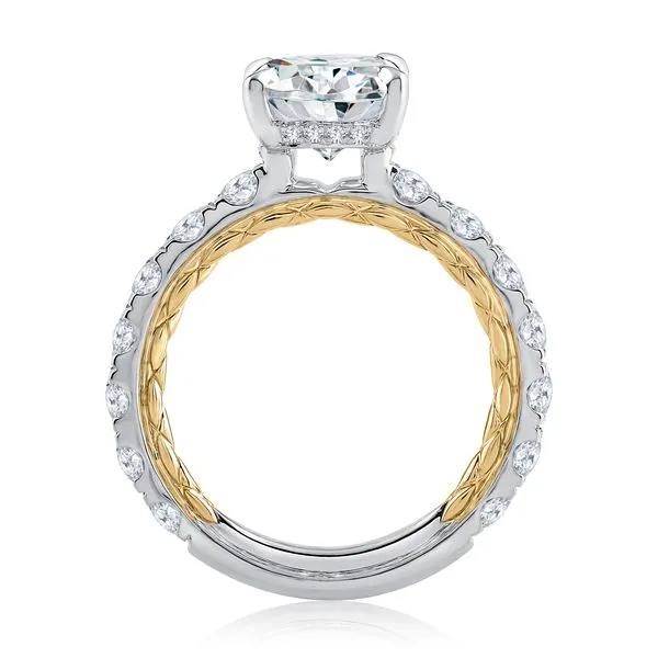 Elegant Two Tone Round Cut Diamond Engagement Ring with Hidden Halo Image 3 Baxter's Fine Jewelry Warwick, RI