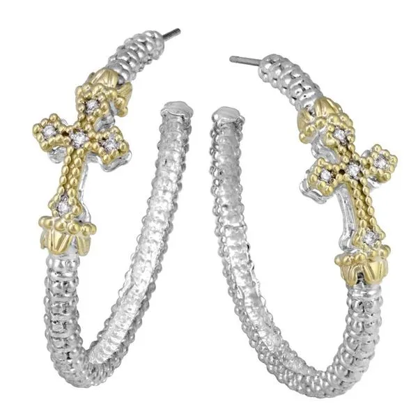 VAHAN - 14K Gold and Sterling Silver Diamond Earrings Storey Jewelers Gonzales, TX