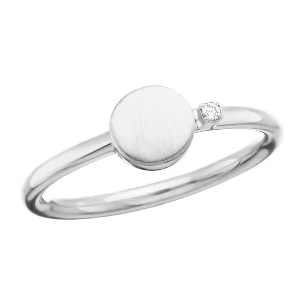 Round Diamond Accented Signet Image 2 Tennies Jewelry Appleton, WI