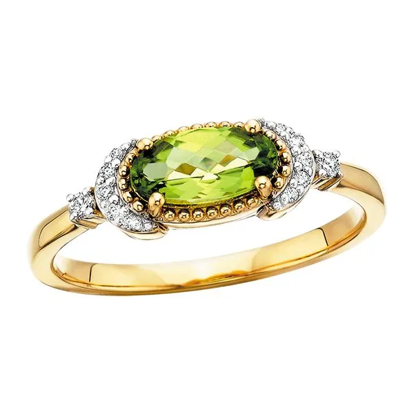 Peridot Oval Crescent Ring .07 Tennies Jewelry Appleton, WI