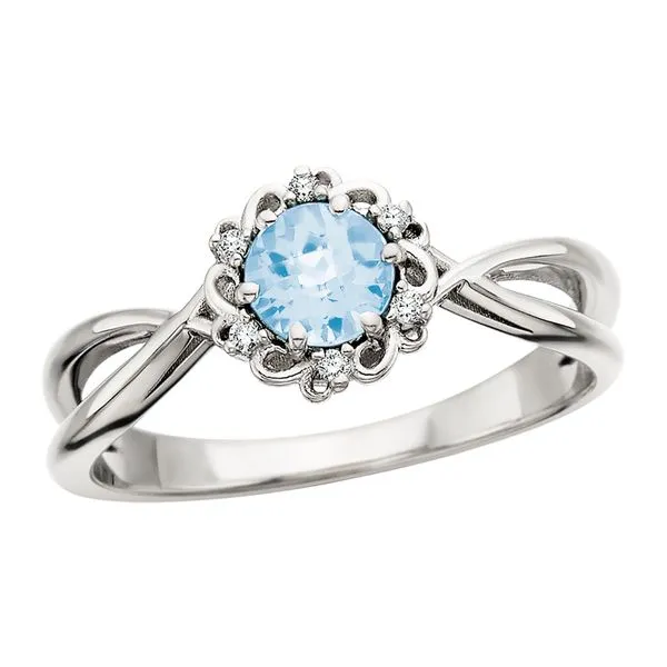 Blue Topaz Ring .05tdw Image 2 Tennies Jewelry Appleton, WI