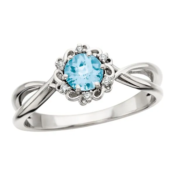 Blue Topaz Ring .05tdw Image 3 Tennies Jewelry Appleton, WI