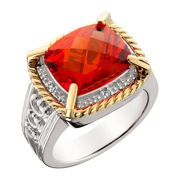 SS Created Orange Saph Ring Image 2 Tennies Jewelry Appleton, WI