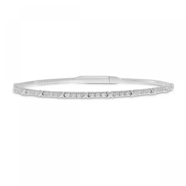 14K White Gold XO Flexible Bangle Bracelet John Herold Jewelers Randolph, NJ