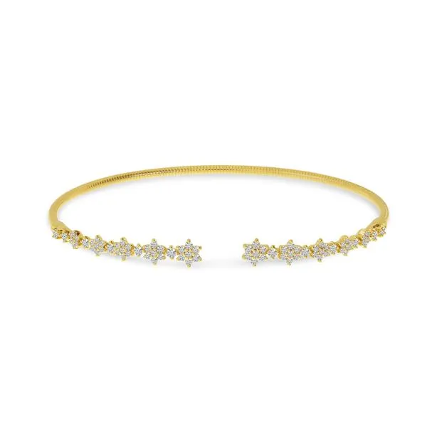 14K Yellow Gold Diamond Flex Floral Bangle Bracelet Ambassador Diamond Jewelers Tucson, AZ