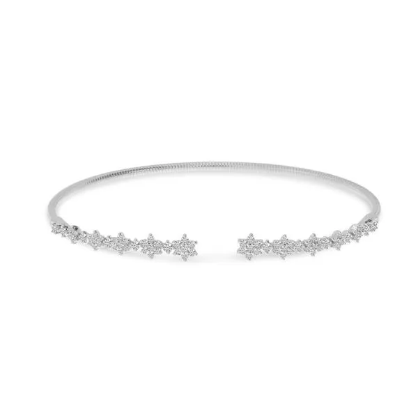 14K White Gold Diamond Flex Floral Bangle Bracelet Ambassador Diamond Jewelers Tucson, AZ