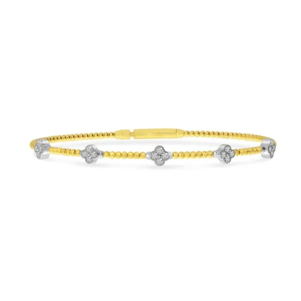 14K Two Tone Gold 5 Station Diamond Clover Flexible Bracelet Ambassador Diamond Jewelers Tucson, AZ