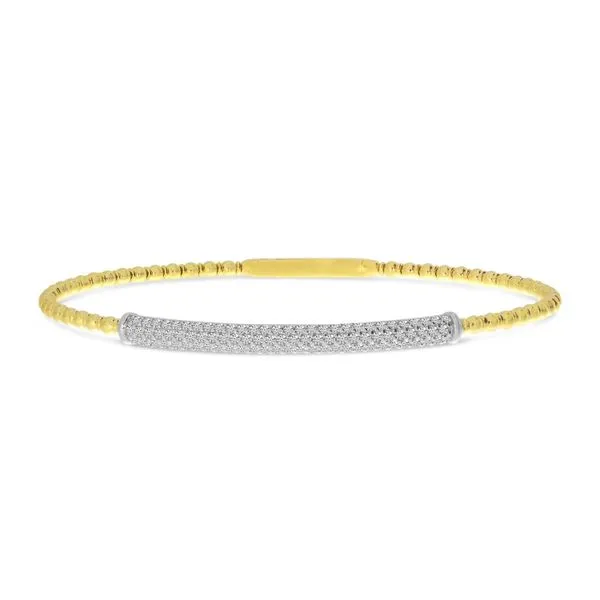 14K Two Tone Gold Diamond Pave Bar Flex Bracelet Ambassador Diamond Jewelers Tucson, AZ