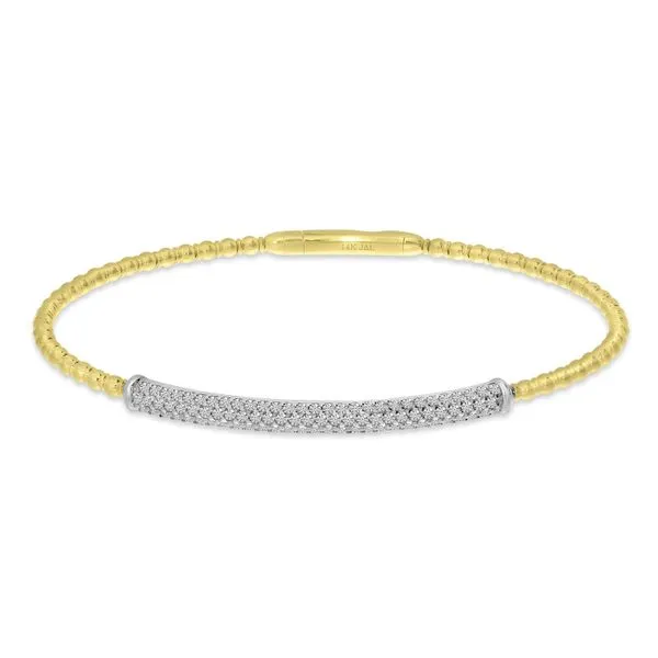14K Two Tone Gold Diamond Pave Bar Flex Bracelet Image 2 Ambassador Diamond Jewelers Tucson, AZ