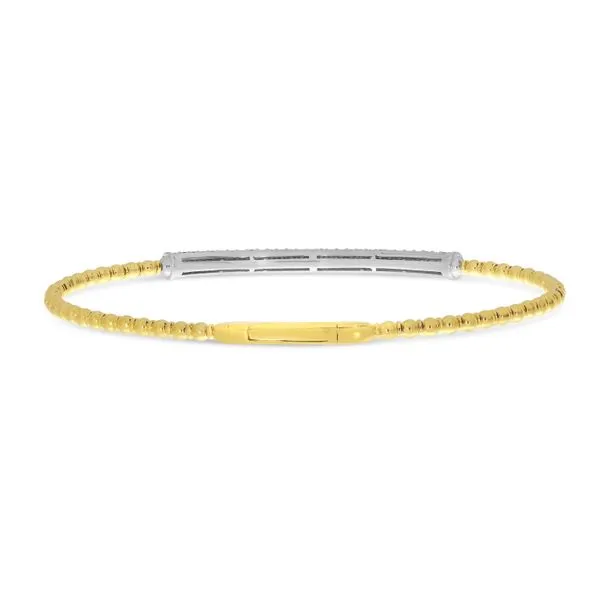 14K Two Tone Gold Diamond Pave Bar Flex Bracelet Image 3 Ambassador Diamond Jewelers Tucson, AZ