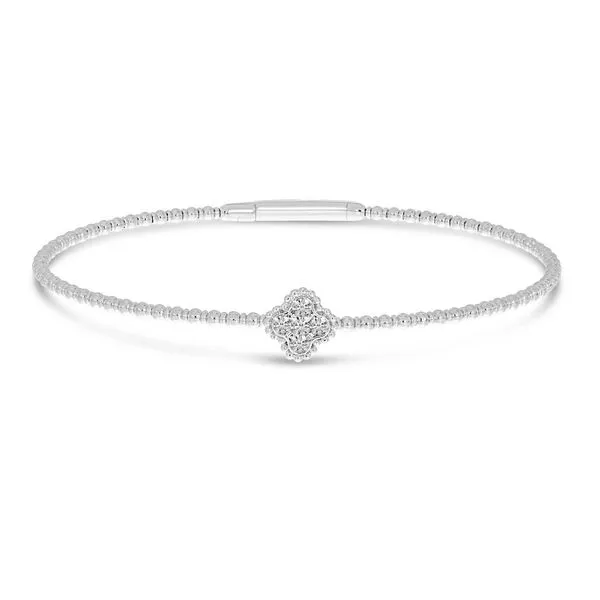14K White Gold Clover Flexible Bracelet Castle Couture Fine Jewelry Manalapan, NJ