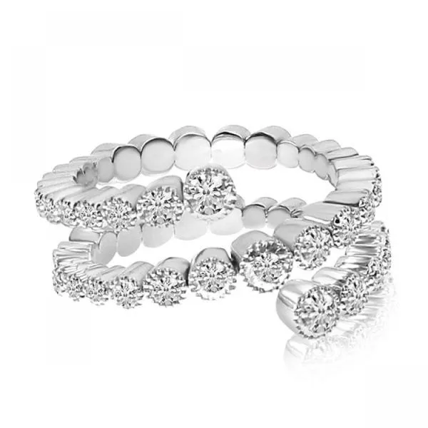 14K White Gold 3-Row Diamond Spryng Ring Castle Couture Fine Jewelry Manalapan, NJ