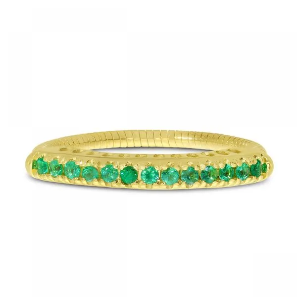 14K Yellow Gold Emerald Stretch Ring Ambassador Diamond Jewelers Tucson, AZ